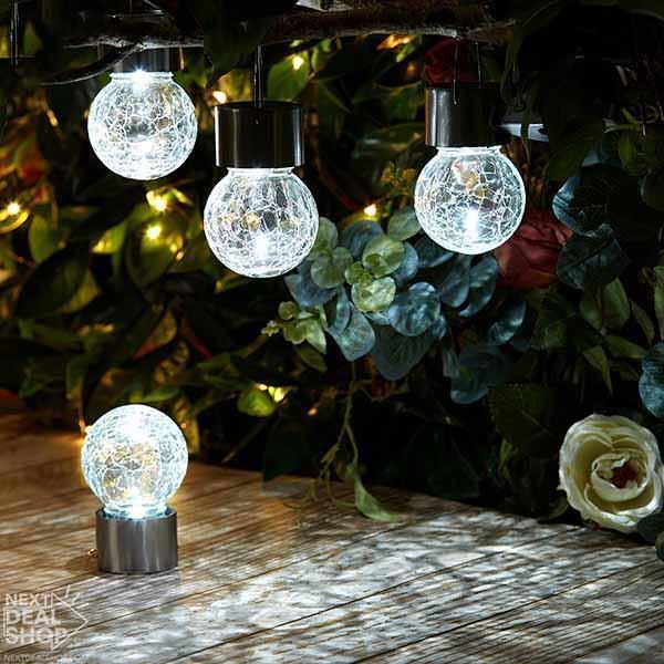 3-Piece Set of Solar Powered Lamps with Cracked Glass