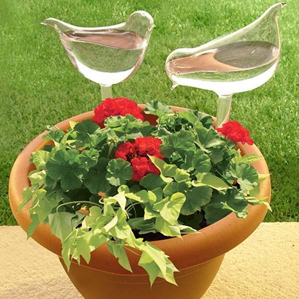 2-Piece Self-Watering Glass Plant Dispenser Set - Water and Decorate Your Plants!